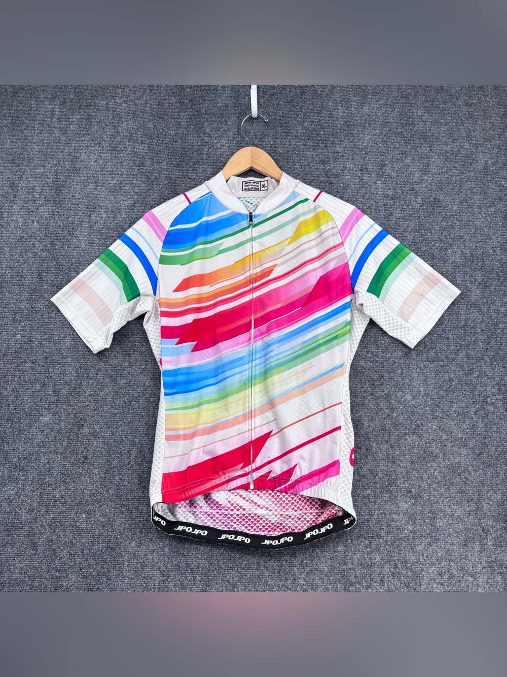 Jpojpo Colorful Rainbow Short Sleeve Full Zip Cycling Jersey Women’s XL